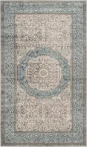 SAFAVIEH Sofia Collection Accent Rug - 2'6" x 4', Light Grey & Blue, Vintage Oriental Distressed Design, Non-Shedding & Easy Care, Ideal for High Traffic Areas in Foyer, Living Room, Bedroom (SOF365A)