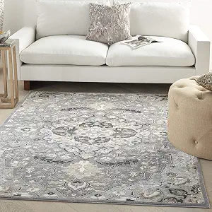 Nourison Home Elation Grey 2'3" x 7'6" Area Rug - Easy Clean, Non Shedding, Bed Room, Living Room, Dining Room, Kitchen (8' Runner)