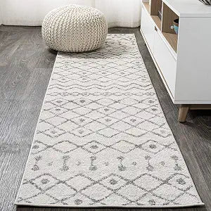 JONATHAN Y Aksil Moroccan Beni Souk Cream/Gray Runner Rug, 2x8, Bohemian, Scandinavian, Easy-Cleaning for Living Room, Bedroom, Kitchen, Pet Friendly, Non-Shedding (MOH208B-28)