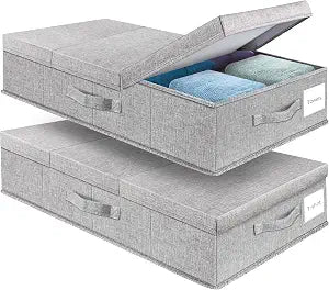 Supowin 2Pack Large Underbed Storage Containers Bin with Lids, Gray
