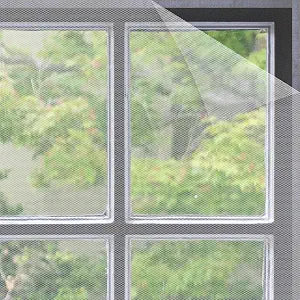 Flyzzz DIY Self-Adhesive Window Screen Netting Mesh Curtain, 100X150cm (Approach 39.37x59.05 Inches), with Hook and Sticky Tape, Fitted to Multiple Windows (1 Pack, White)