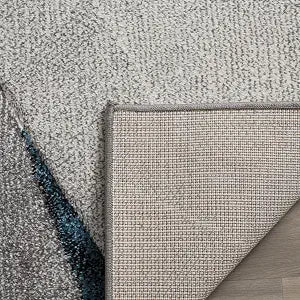 SAFAVIEH Hollywood Collection Accent Rug - 2'7" x 5', Grey & Teal, Mid-Century Modern Design, Non-Shedding & Easy Care, Ideal for High Traffic Areas in Entryway, Living Room, Bedroom (HLW710D)