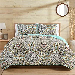 VCNY Home Quilt Set, Yara Multicolor, King, 5-Piece Medallion Print