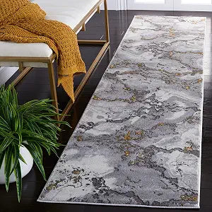 SAFAVIEH Craft Collection Runner Rug - 2'3" x 6', Grey & Gold, Modern Abstract Design, Non-Shedding & Easy Care, Ideal for High Traffic Areas in Living Room, Bedroom (CFT860F)