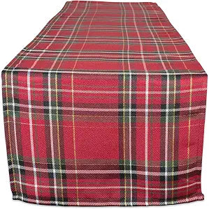 DII Holiday Dining Table & Kitchen Dcor Metallic Fabric, Christmas Table Runner, 14x72, Red Tartan Plaid