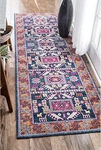 nuLOOM Vintage Lorena Tribal Runner Rug, 2' 8" x 8', Navy