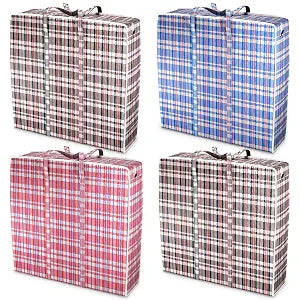 Checkered Laundry Bag Set of 4, 13 Gal Capacity, Foldable Design