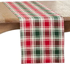 Plaid Design Cotton Table Runner