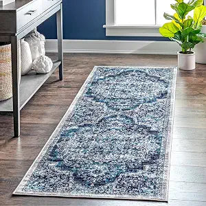 nuLOOM Maryanne Tribal 2x6 Runner Rug for Living Room Bedroom Dining Room Entryway Hallway Kitchen, Blue/Ivory