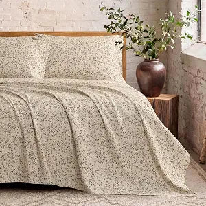 French Connection Vintage Ditsy Floral Printed Microfiber Sheet Set with Extra Pillowcases, Beige, Twin