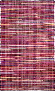 SAFAVIEH Rag Rug Collection Accent Rug - 2'6" x 4', Red & Multi, Handmade Boho Stripe Cotton, Ideal for High Traffic Areas in Entryway, Living Room, Bedroom (RAR240D)