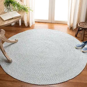 SAFAVIEH Braided Round Rug 3', Silver & Ivory BRD801G