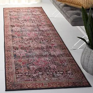 SAFAVIEH Washable Rug Tucson Collection - 2'6" x 4', Rust & Green, Slip Resistant & Easy to Clean, Ideal for Living Room, Bedroom, Dining Space (TSN114P)