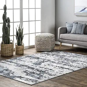 nuLOOM Ginny Abstract 4x6 Area Rug for Living Room Bedroom Dining Room Kitchen, Blue/Ivory