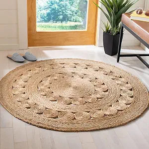 SAFAVIEH Natural Fiber Round Collection 3' Round Natural NFB250A Handmade Boho Country Charm Jute Area Rug
