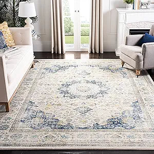 SAFAVIEH Area Rug 3x5 - Evoke Collection - Ivory & Blue, Shabby Chic Oriental Medallion Design, Non-Shedding & Easy to Clean, Ideal for Living Room, Bedroom, Dining Space (EVK220C)