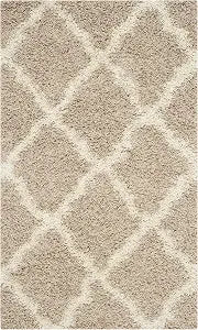 SAFAVIEH Dallas Shag Collection Accent Rug - 2'3" x 4', Beige & Ivory, Trellis Design, Non-Shedding & Easy Care, 1.5-inch Thick Ideal for High Traffic Areas in Entryway, Living Room, Bedroom (SGD257D)