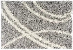 Rugshop Contemporary Stripe Shag Cozy Living Room Area Rug Gray 2' x 3'