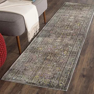 SAFAVIEH Valencia Collection Runner Rug - 2'3" x 6', Grey & Multi, Boho Chic Distressed Design, Non-Shedding & Easy Care, Ideal for High Traffic Areas in Living Room, Bedroom (VAL108C)