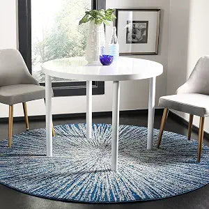 SAFAVIEH Evoke Collection 3' Round Navy/Ivory EVK228N Abstract Burst Non-Shedding Dining Room Entryway Foyer Living Room Bedroom Area Rug