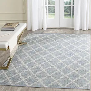 SAFAVIEH Montauk Collection Accent Rug - 3' x 5', Light Blue & Ivory, Handmade Trellis Cotton, Ideal for High Traffic Areas in Entryway, Living Room, Bedroom (MTK810B)