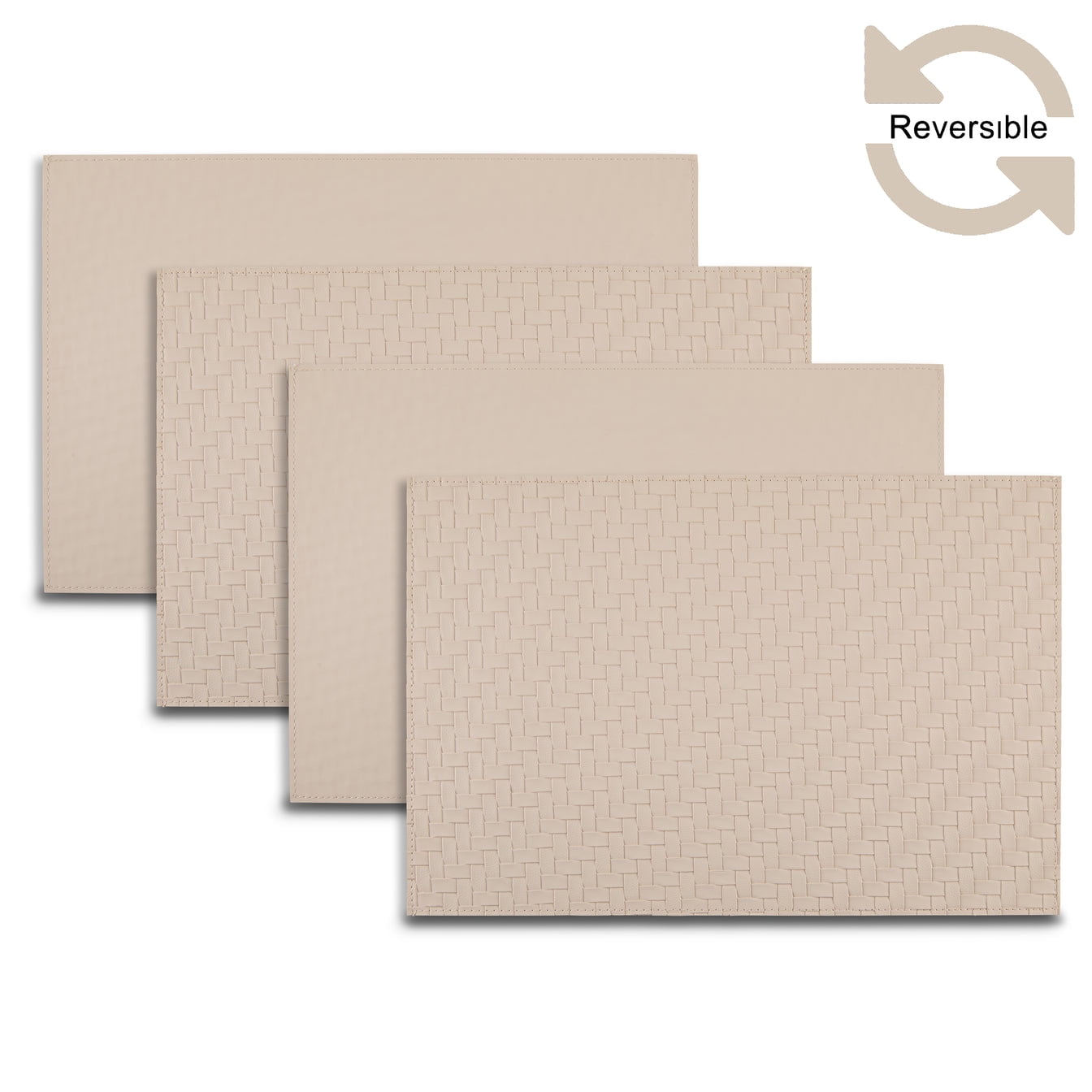 Ala Carte by Dainty Home Lausanne Braided Textured Faux Leather Placemats – Set of 4, Reversible, Non-Slip, Washable, Heat & Tear Resistant – 12x18 in Dining Table Mats
