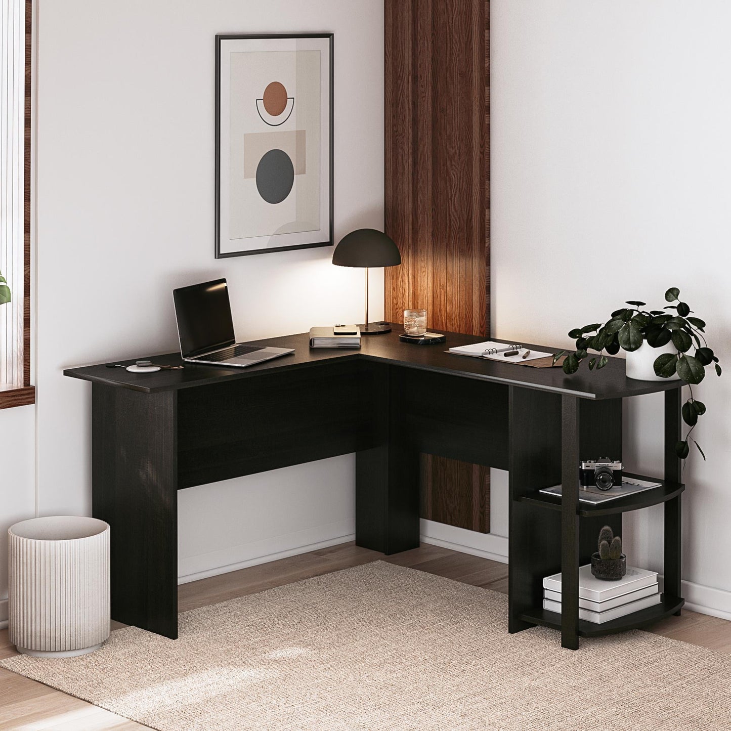 Ameriwood Home L Shaped Desk with Side Storage, Espresso