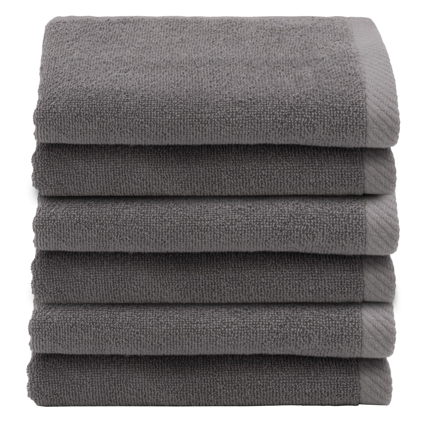 Authentic Hotel and Spa 100% Turkish Cotton Ediree Fingertip Towels - Set of 6 Charcoal