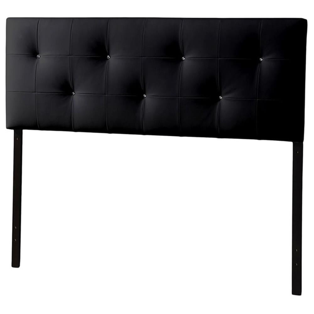 Baxton Studio Dalini Cabecero de Panel de Cuero Sintético con Botones Queen, Negro
