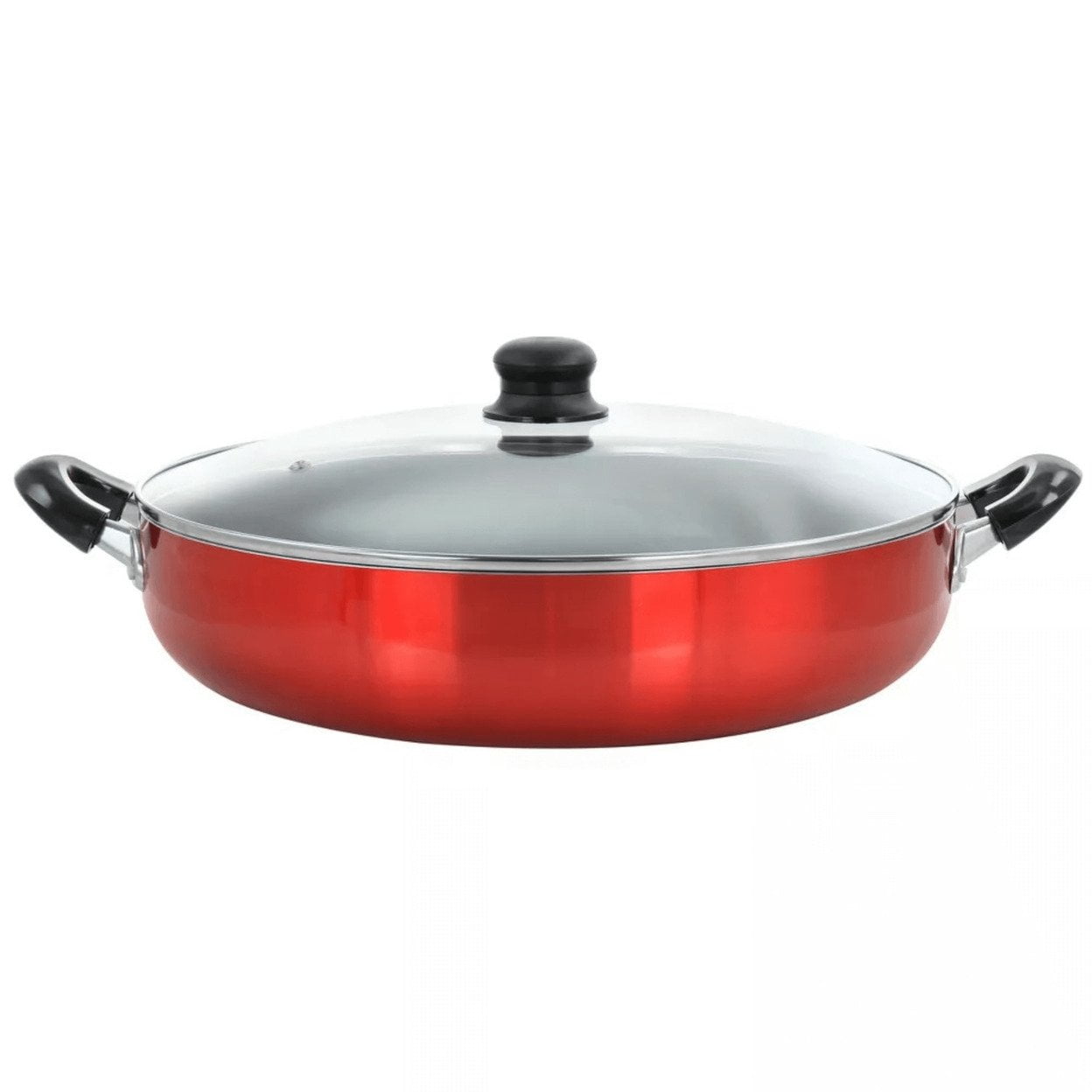 Better Chef Freidora de Aluminio Antiadherente de 14 Pulgadas Modelo Rojo DF1402R Tapa de Vidrio