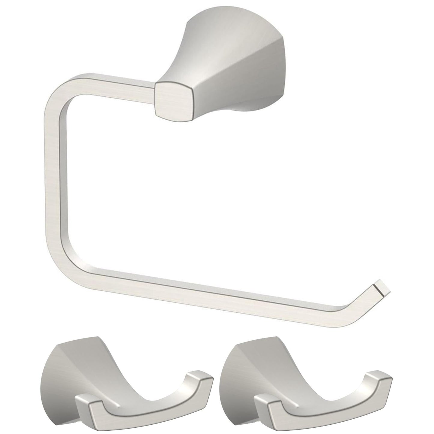 Better Homes & Gardens Satin Nickel Bathroom Hardware Set – Toilet Paper Holder & Robe Hook