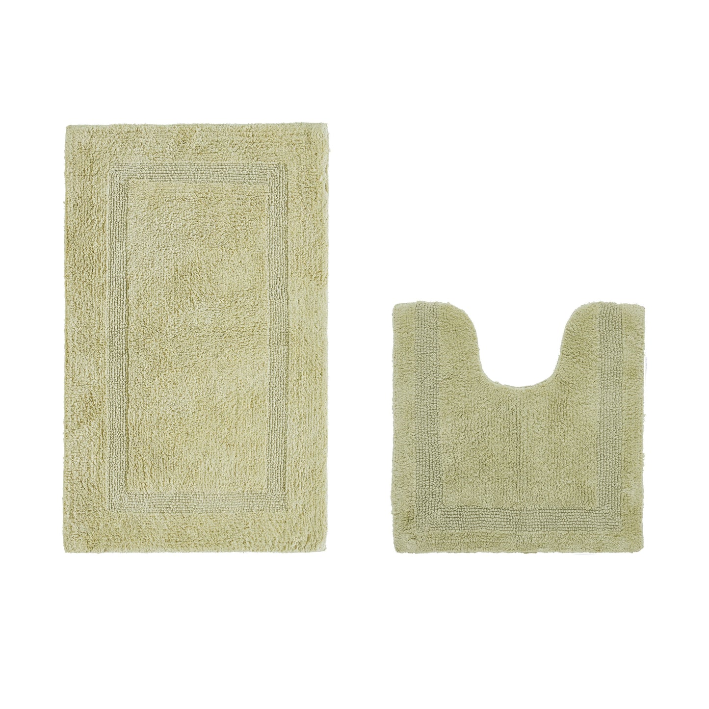Better Trends Tapete para Inodoro en Forma de U Juego de 2 Piezas Tapete Contorneada 100% Algodón Tapete de Baño Suave Absorbente Reversible Lavable para Decoración Tina Ducha Piso de Baño, 20"x20"/21"x34" Sage Lux Collection