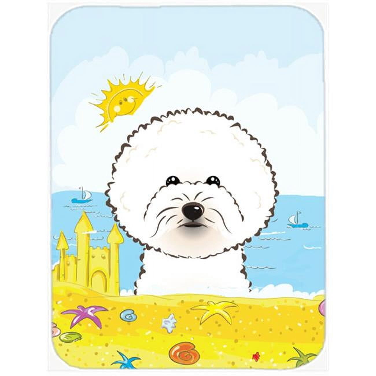 Bichon Frise Summer Beach Glass Cutting Board Large