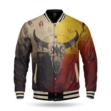 Bison Medicine Wheels Baseball Jacket