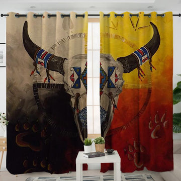 Bison Medicine Wheels Native American Living Room Curtain
