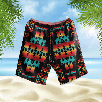 Black Pattern Hawaiian Shorts