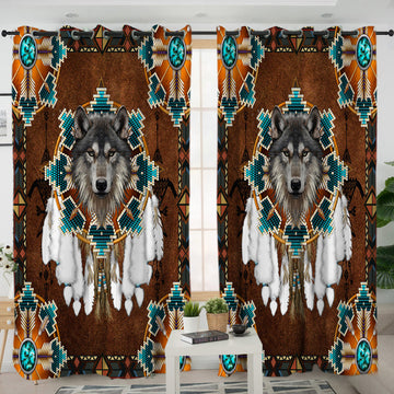 Blue Mandala Feather Living Room Curtain