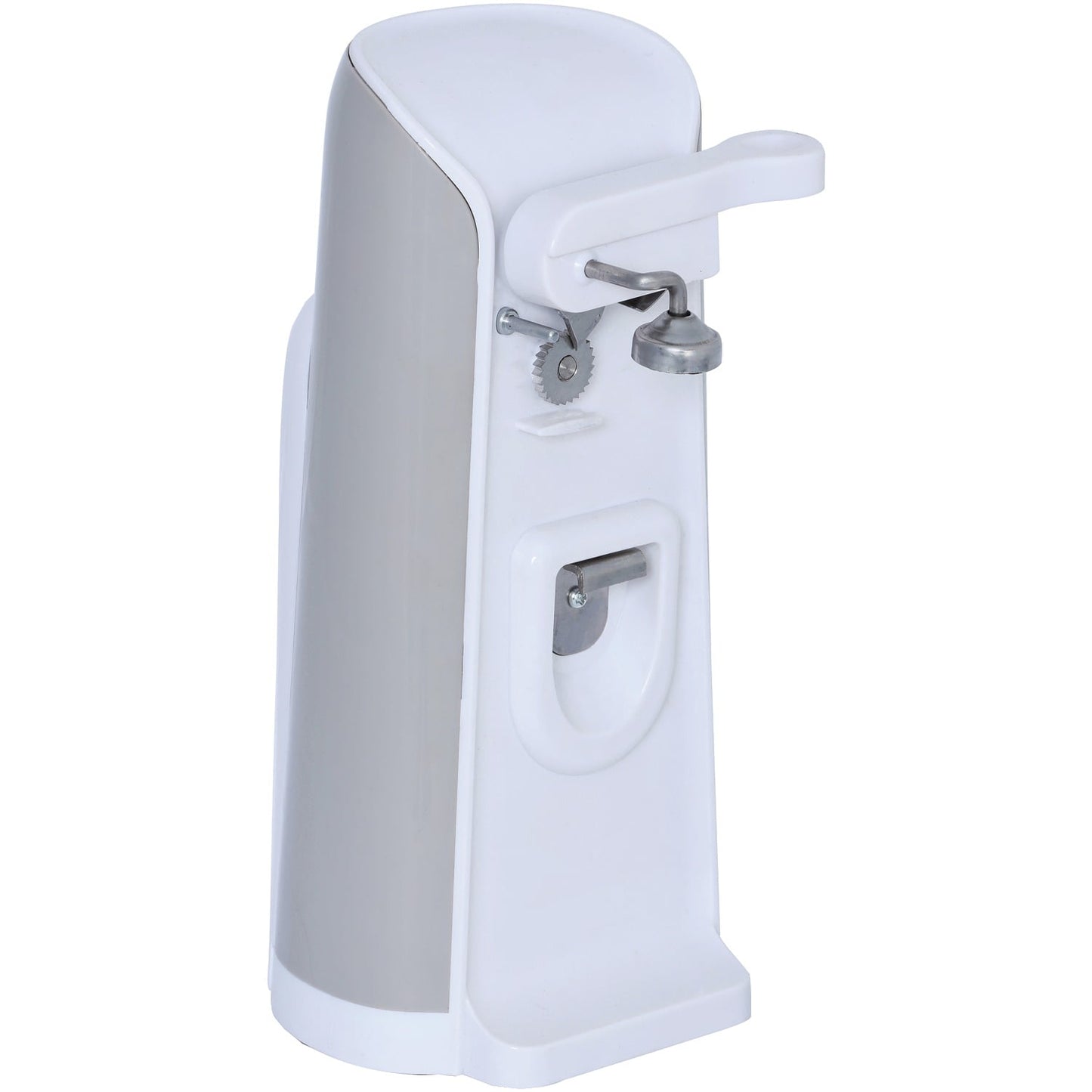 Brentwood Tall Electric Can Opener with Knife Sharpener & Bottle Opener, White