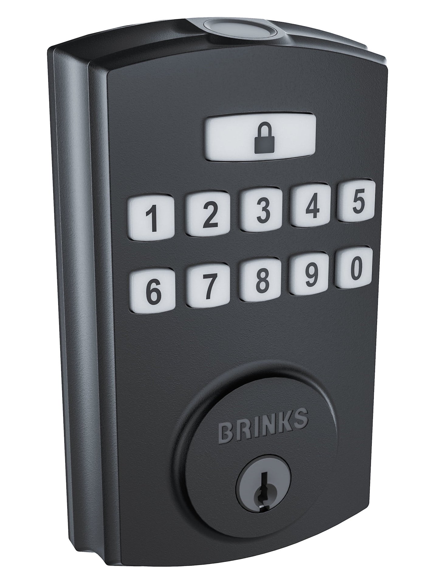 Brinks Electronic Fingerprint/Keypad Deadbolt with Pro-Guard, Transitional, Matte Black