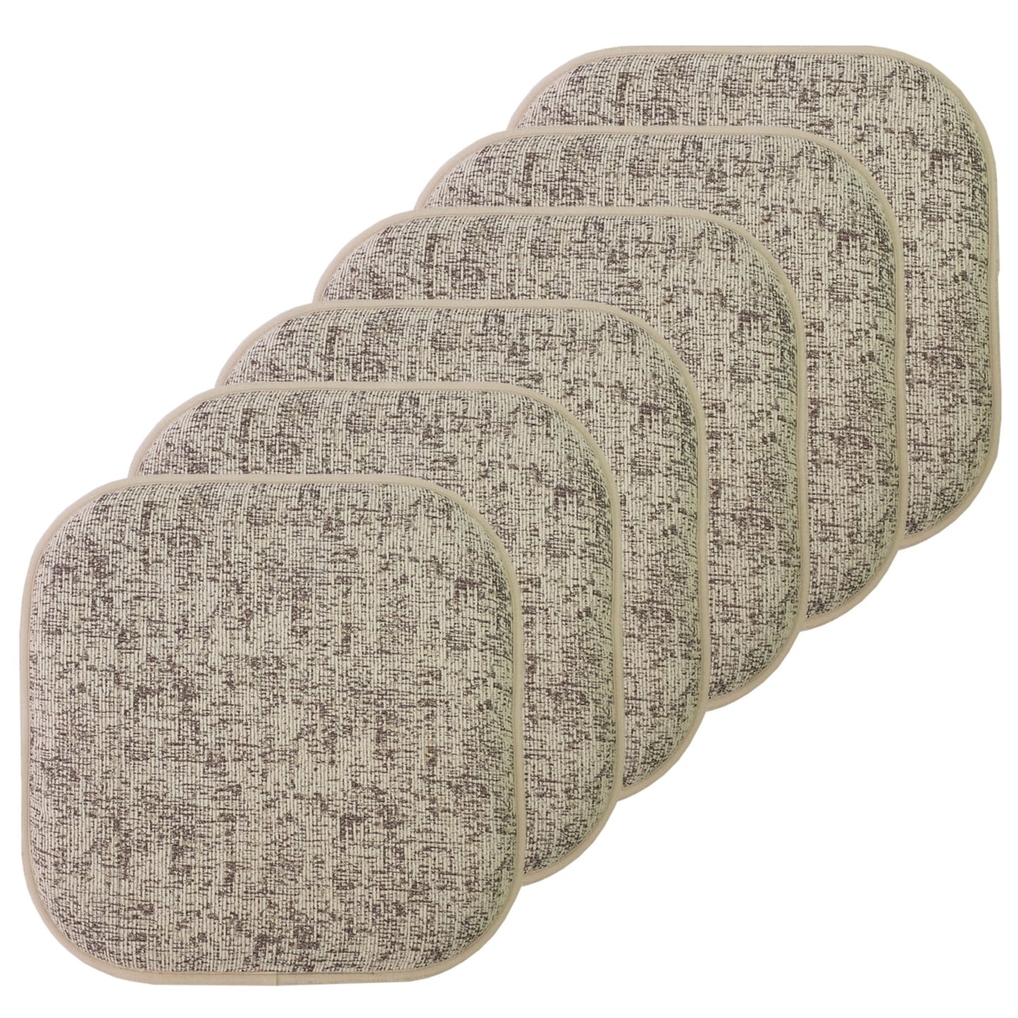 Broadway Memory Foam No Slip Back 16 x 16 Chair Pad Cushion 6 Pack - Cream-Chocolate