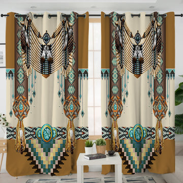 Brown Pattern Breastplate Native American Living Room Curtain