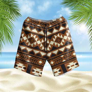 Brown Pattern Native Hawaiian Shorts