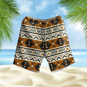 Brown Seamless Pattern Hawaiian Shorts