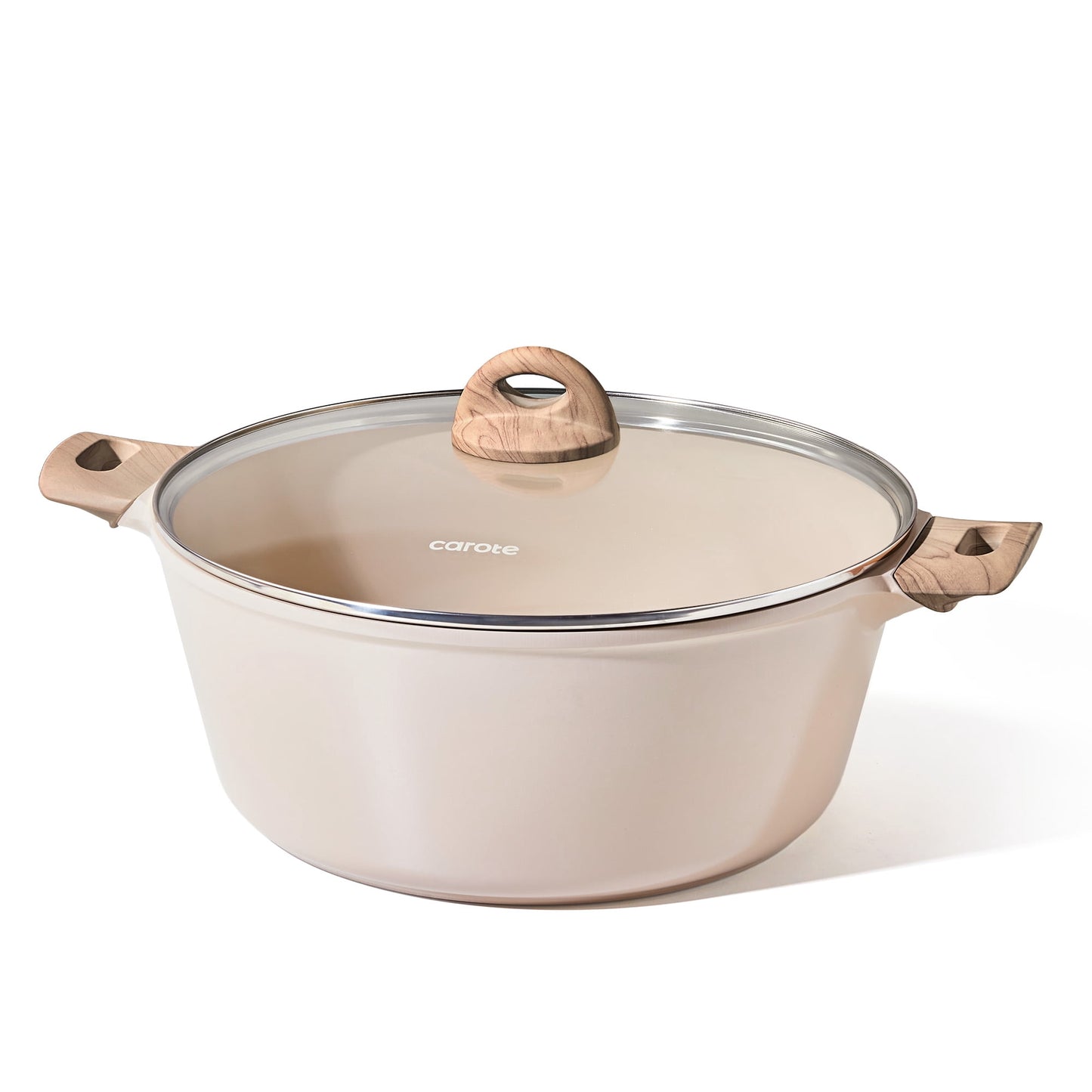Carote Nonstick Ceramic Nonstick Dutch Oven, Non Toxic Stockpot with Lid, Easy to Clean, All Stoves Compatible, 10QT, Taupe