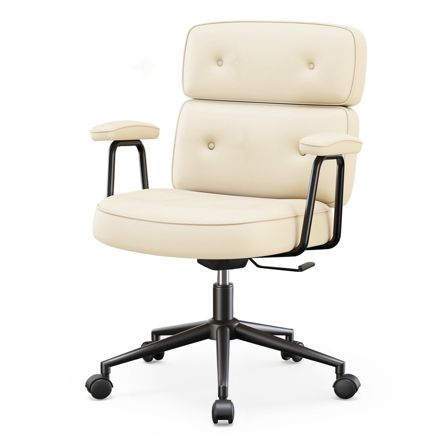 CONCETTA Ergonomic Office Chair, Soft PU Leather Adjustable Task Chair with Lumbar Support and 360° Swivel, Beige