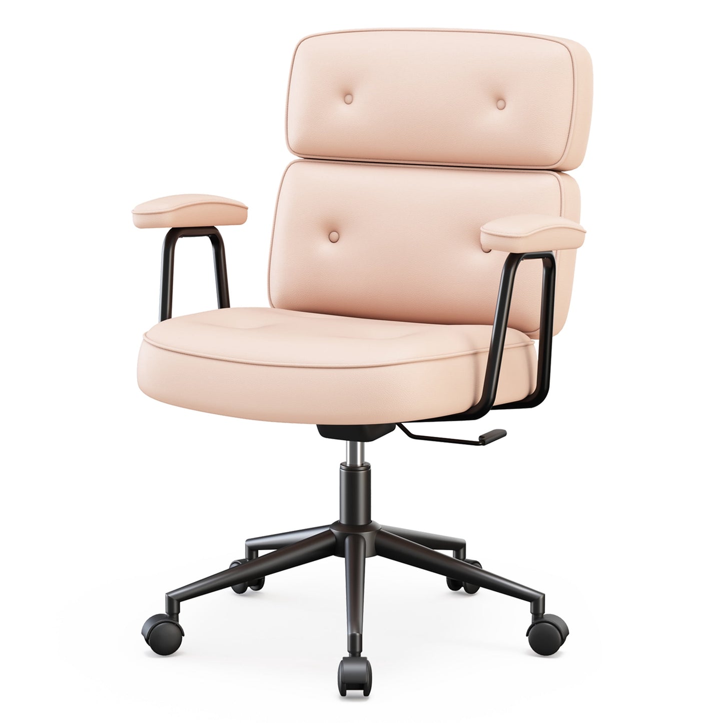 CONCETTA Ergonomic Office Chair, Soft PU Leather Adjustable Task Chair with Lumbar Support and 360° Swivel,Pink