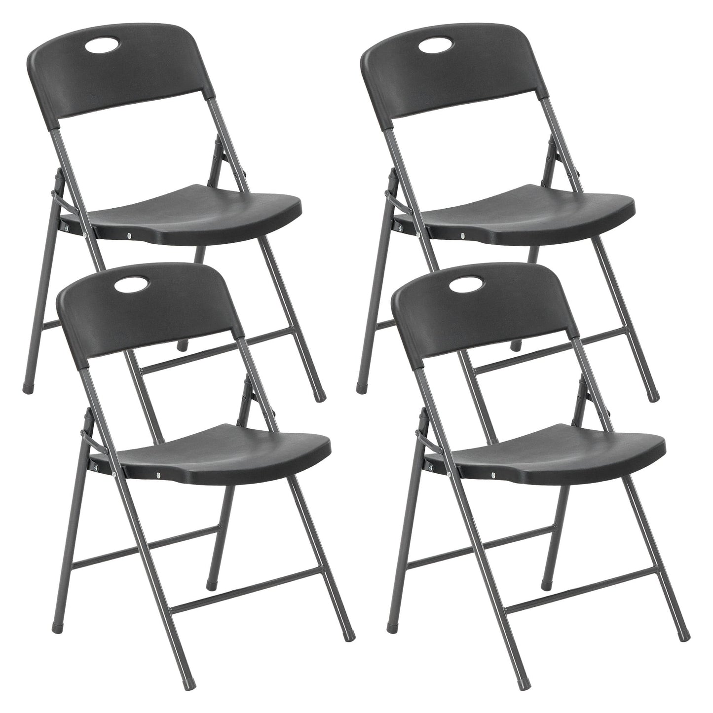 CONCETTA Plastic Folding Chair Of 4, 375LB Load Capacity, Lightweight for Indoor/Outdoor, Black