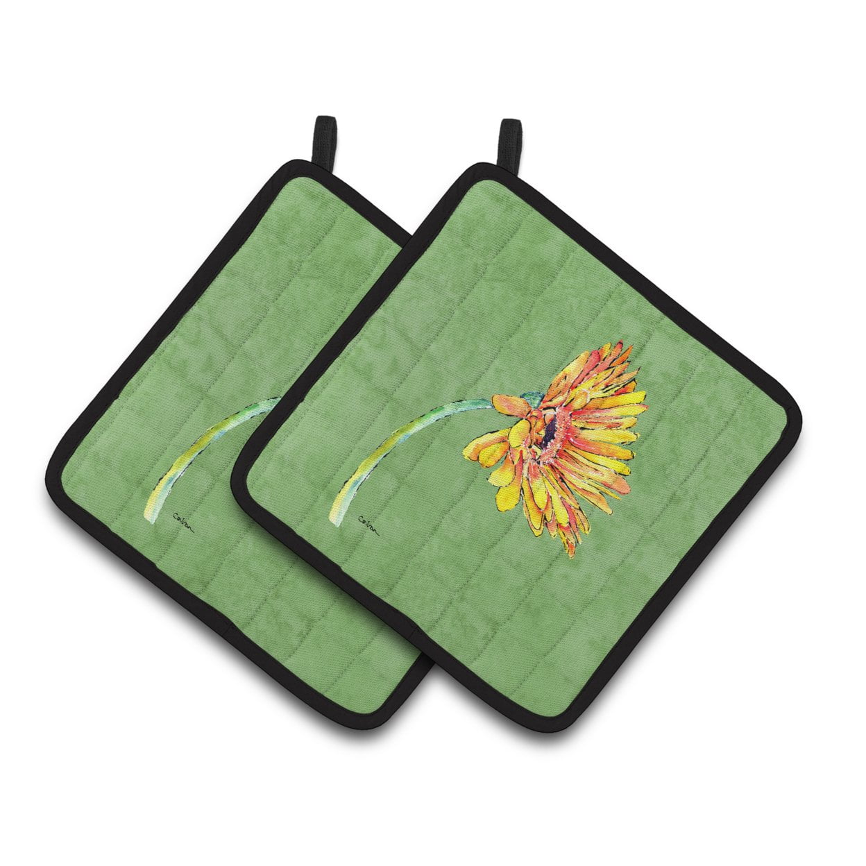 Caroline's Treasures 8854PTHD Gerber Daisy Orange Pair of Pot Holders , 7.5HX7.5W, multicolor