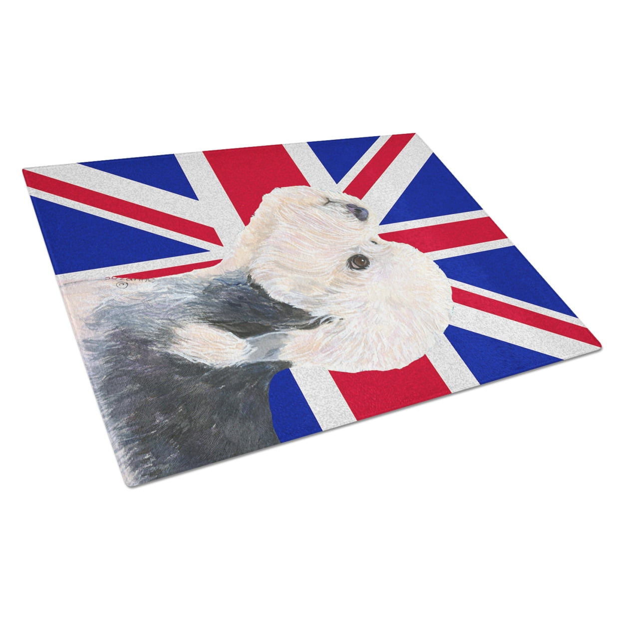 Caroline's Treasures Dandie Dinmont Terrier with English Union Jack British Flag Glass Cutting Board Large Size
