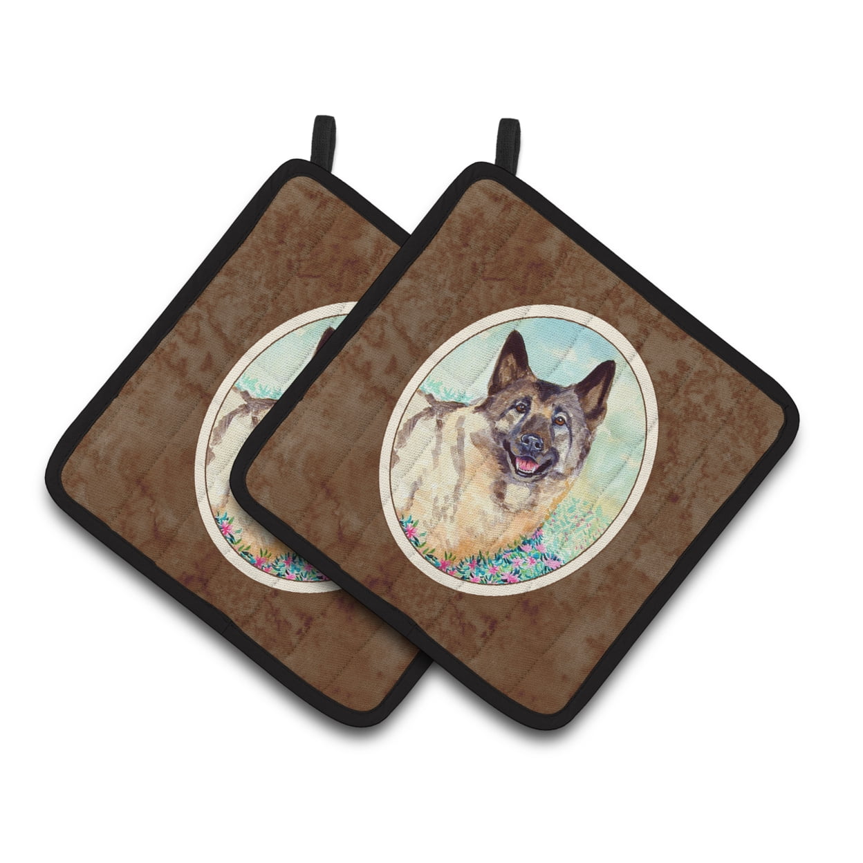 Carolines Treasures 7231PTHD Norwegian Elkhound Pair of Pot Holders , 7.5HX7.5W, multicolor